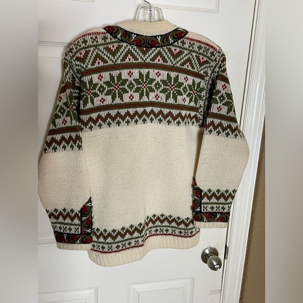Vintage Firda Nordic Jumper Norway Cardigan Fair Isle Sweater Wool Size 42 - Picture 6 of 9